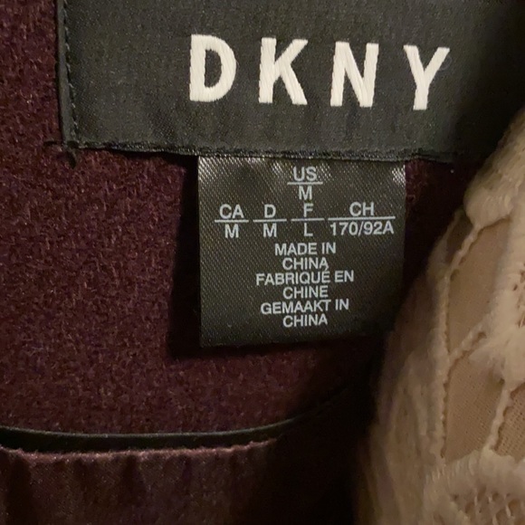 DKNY Faux-Leather-Trim Wrap Coat ๐งฅ in Bordeaux - Picture 5 of 17
